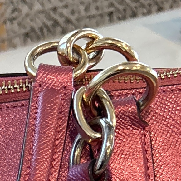 Coach Pink Leather Tote with Gold Hardware - Picture 2 of 15